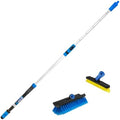 Unger Professional Lock-On Multi-Angle Wash Brush, Grout Brush and EZ Extend Pro Telescopic Pole for Outdoor Cleaning, Adjustable 5 FT Pole Extends Reach by Unger