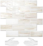 STICKGOO 10-Sheet Subway Tile Peel and Stick Backsplash, Wooden Grain by STICKGOO