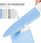 hecef 15 Pieces Kitchen Knife Block Set, Blue - Image 3