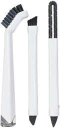 Small Cleaning Brush Set 3pcs—Crevice Brushes for Cleaning—Scrub Brushes Set with Silicone Tipped Scrub Brush—Stiff Handle Miniature Cleaning Brush for Kitchen Uensils, Tight Spaces, Tub, Shower by TheCrownChoice