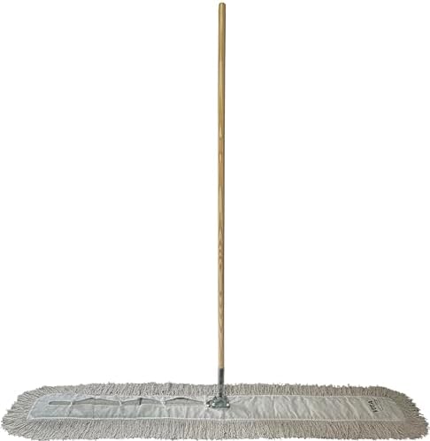 Industrial Dust Mop Kit – Includes 60 Inch White Twisted Closed Loop Mop Head, Wood Handle, and Heavy-Duty Wire Frame – Commercial Grade for Janitorial & Facility Cleaning - Image 2
