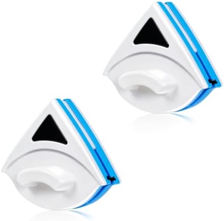 2PCS Magnetic Window Cleaner, P3‑8mm Double Sided Triangle Shape Glass Wiper Washing Brush Tool Glass Cleaner Window Cleaning Squeegee Kit for Outdoor (2PCS) by ExploreFromOrfaty