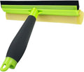 Shower Squeegee Window Squeegee Cleaner for Shower Doors Glass, 2 in 1 Window Cleaning Tool Window Scrubber Handheld Squeegee for Car Windshield with Sponge and Rubber Squeegee, Green by Bunliuys
