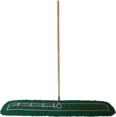 Industrial Dust Mop Kit – Includes 60 Inch Green Twisted Closed Loop Mop Head, Wood Handle, and Heavy-Duty Wire Frame – Commercial Grade for Janitorial & Facility Cleaning - Image 2