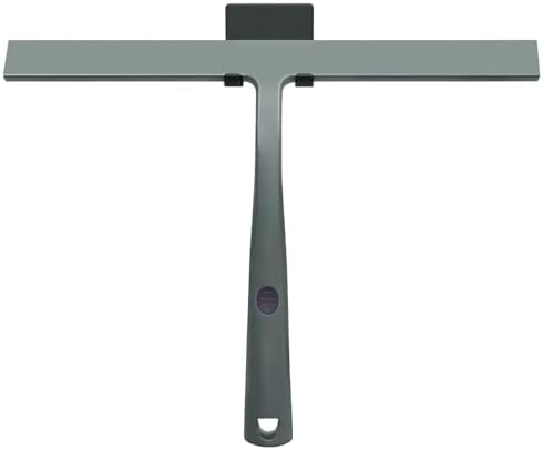 14 Inch Silicone Shower Squeegee for Glass Doors with Hook - Streak-Free Window Cleaner for Bathroom, Mirror, Tile & Car, No Scratch Squeegee with Metal Core (Gray by RICHMIRTH