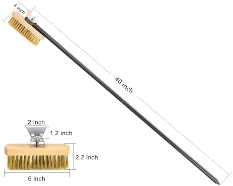 Pizza Oven Brush with Scraper Brass Bristles Pizza Brush for Pizza Oven 40.5”Pizza Stone Brush… - Image 2