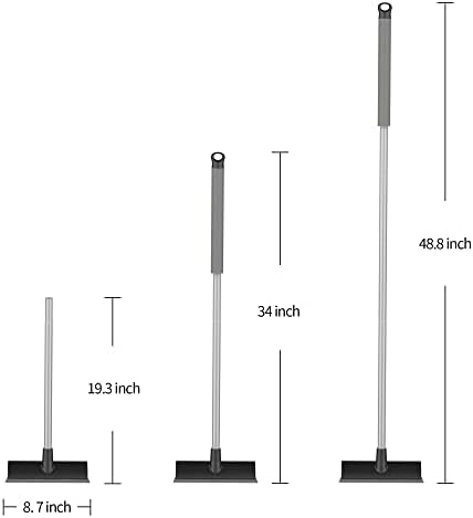 MR.SIGA Floor Scrub Brush with Long Handle, 2 in 1 Scrubber and Squeegee for Cleaning Bathroom, Patio, Garage, Wall, Tile with Stiff Bristles (Pack of 3) - Image 5