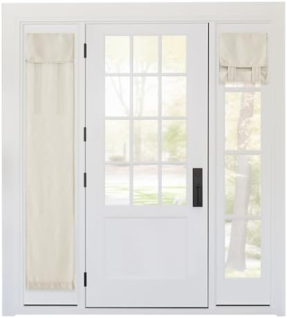 RYB HOME Faux Linen Side Door Curtain - Privacy Window Curtains for Patio French Door Front Door Sidelight Curtain Tie up Shade, 1 Piece, 12W x 69L Inches, Linen by RYBHOME
