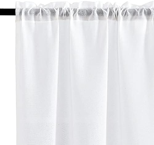 jinchan Lien Tier Curtains and Valances, 26x36, 3 Panels, Beige White - Image 3