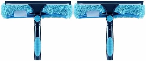 2pcs 11" Window Squeegee & Microfiber Scrubber 2-in-1 Cleaning Tool by HICAVAR