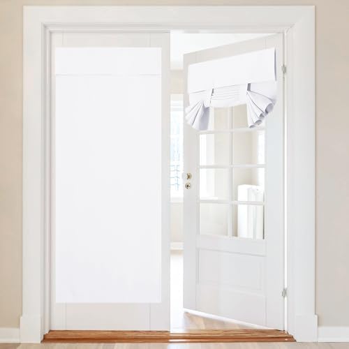 NICETOWN Pure White French Front Door Curtain Adhesive Thermal Insulated Curtain by NICETOWN