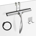 Shower Squeegee Set, 10-Inch Stainless Steel Squeegee for Bathroom, Shower Doors, Mirrors, Tiles, and Car Windows - 100% Streak Free, Includes Shower Door Hook, Adhesive Hook and Spare Silicone Blade by SSTOOHL