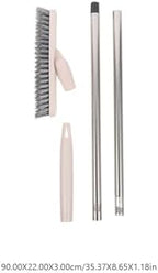 Long Handle Tile Grout Crevice Brush with Stiff Bristles, Rotatable Floor and Shower Scrub Brush for Home Bathroom and Kitchen Cleaning, Beige Hard Bristle Scrubbing Tool for Walls - Image 6