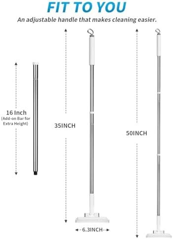 Snap Grip Mini Mop with 5 Reusable Cloths, 50 Inch Adjustable Lazy Mop, Hands Free Cloth Changing Flat Mops with Wall Hook for Wet Dry Floor Wall Bathroom Kitchen Corner Cleaning - Image 2