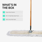 Commercial Dust Mop & Floor Sweeper, 36 in. Dust Mop for Hardwood Floors, Cotton Mop Head, Wooden Broom Handle, Industrial Dry Mop for Floor Cleaning & Janitorial Supplies - Image 4