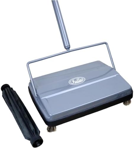 Fuller Brush Electrostatic Carpet & Floor Sweeper with Additional Rubber Rotor - 9" Cleaning Path - Lightweight - Ideal for Crumby & Wet Messes - Works On Carpets & Hard Floor Surfaces (Gray) by FullerBrush