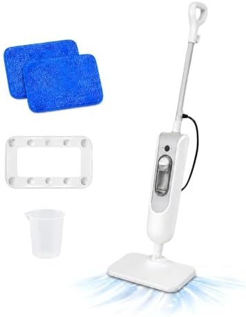 Steam Mop, 2 Level Adjustable Handle, with 4 Accessories,White by Unknown