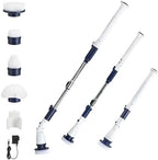 Casabella Power Spin Scrubber, Extendable to 47.5” – Cordless Electric Cleaner for Shower, Kitchen, Bathroom, Tile, Tub, Car, Deck - Rechargeable Spin Brush with Adjustable Brush Head & 4 Attachments by Casabella