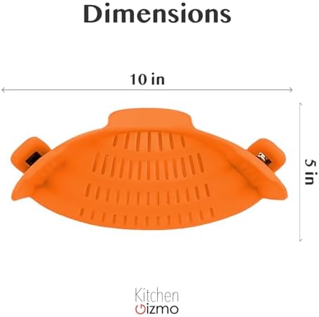 Kitchen Gizmo Snap N Strain Clip On Strainer for Pots and Pans - Adjustable Silicone Colander for Kitchen - Compact Clip-On Food Strainer for Draining Pasta and Vegetables - Orange - Image 3