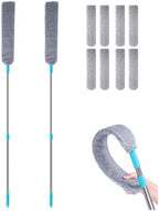 Flat Duster for Under Appliances Cleaning Tool with 4 Microfiber Dusting Cloths, Flat Duster with Extension Pole, Retractable Gap Dust Cleaning Artifact, Bendable Microfiber Duster Mop (2) by Unknown