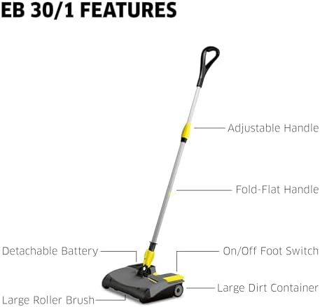 Kärcher EB 30/1 Commercial Electric Broom, Cordless Sweeper, Multi Surface Cleaner, Telescopic Broom Stick, Universal Joint - Image 3