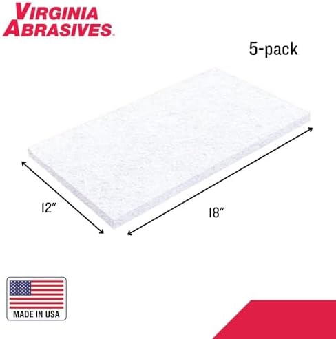 White Floor Maintenance Pads 12" x 18" x 1", Orbital Floor Machines, 5 Pack - Image 2