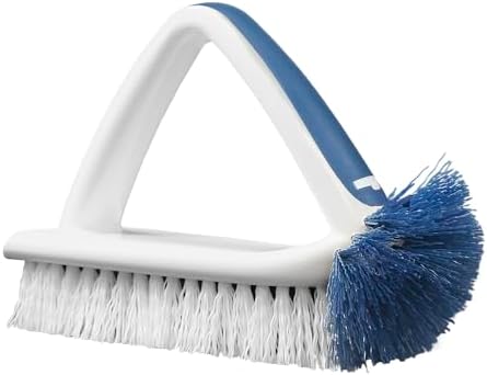 Unger 2-in-1 Bath and Tile Scrubber Brush Tool, Crevice Cleaning Supplies, Dishwasher Safe, Rounded Bristles for Bathroom Scrubbing, Great for Tile, Bathtubs, and Showers by Unger