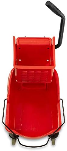 Dryser Commercial Mop Bucket with Side Press Wringer, 26 Quart, Red - Image 3