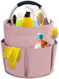 17L Cleaning Caddy with Handle, Cleaning Supplies Organizer, Foldable Storage Basket, Cleaning Supply Caddy, Portable Multi Cleaning Bucket Bag for Home, Garden (Pink) by Unknown