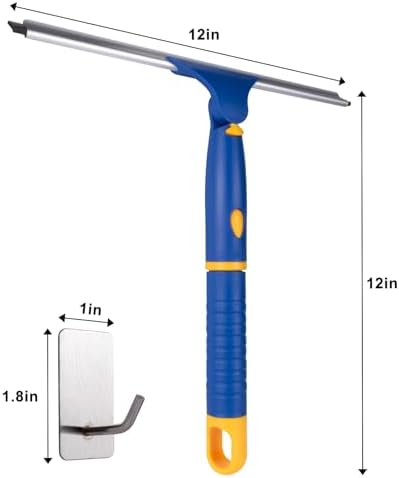 ITTAR 12 inch Rotatable Shower Squeegee for Glass Doors, Multi-Purpose Window Squeegee with Hook & Refill Rubber Blade, Bathroom Cleaner Tool for Shower Door Window Mirror Wall Car Windshield - Image 4