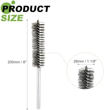 HARFINGTON 6pcs Wire Bore Brush Set 8 Inch Length 1.1 Inch Shank Stainless Steel Bristles Cleaning Brush for Clean Car Part Tube Kitchen Garage - Image 2