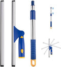 14" Window Cleaning Tool, All-Purpose Extendable Window Squeegee with 2 Blades and Stainless Steel Pole, Shower Squeegee for Glass Doors,Shower Doors, Windows, Bathroom and Car Windshields by ITTAHO
