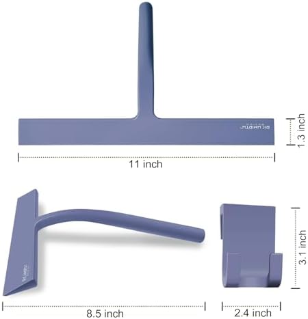 Bathroom Squeegee for Shower, Richmirth 11" Large Shower Squeegee for Glass Doors Silicone Rubber Blade Squeegee Cleaner Tool for Window, Car Glass, Mirror- Blue - Image 2