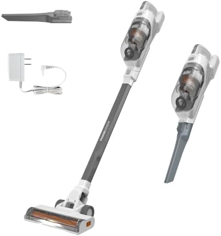 BLACK+DECKER POWERSERIES+ 20V MAX Cordless Stick Vacuum Cleaner with LED Floor Lights, Bagless, Lightweight, Cordless Vacuum Cleaners for Home, Up to 44 Minutes, Powerful Suction, Gray (BHFEA520J) by Unknown