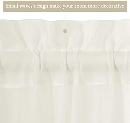 MIULEE Ivory 40 x 72 Inches Sidelight Curtains for French Door Sheer Panels - Image 4