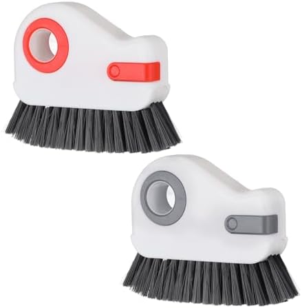 Qianyu 2 PCS Groove Cleaning Brush 2 in 1 Window Track Cleaning Tool Crevice Cleanings Brush Multifunction Hard Bristle with Hidden Scraper Grout Cleaner Grip Brushes for Slid Door Track Window Sill by Unknown
