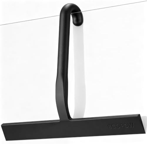 10 Inch Silicone Shower Squeegee for Glass Doors, Streak-Free, Black by SCOPOW
