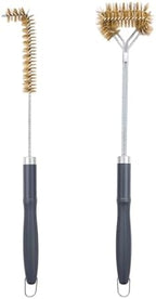 SUNRISE Fryer Brush with Long Handle (Brass with Plastic Handle, L and Double Brush) by Unknown