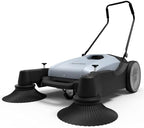 Dapper Supply Walk-Behind Outdoor Hand Push Floor Sweeper - 10.5 Gallon Capacity - 36" Sweeping Width - Sweeps up to 39,500 ft/Hour, Grey by DapperSupply