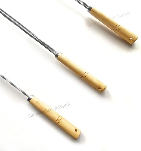 SUNRISE Fryer Brush with Long Handle (Brass, L, Single, and Double Brush) - Image 5