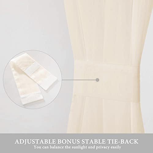MIULEE Cream Beige 25 x 40 Inches Sidelight Sheer Curtains for French Door - Image 3