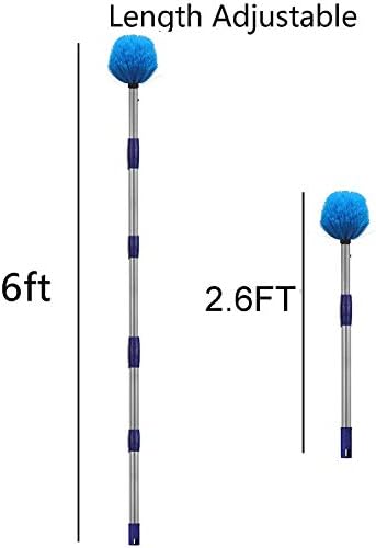Cobweb Duster with Pole, 6ft Stainless Steel Pole Cobweb Brush with Medium-Stiff Bristles for Walls Beams Shelves Iight Fixtures and Window Screens - Image 4
