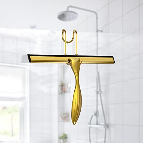 Shower Squeegee Set, 10-Inch Stainless Steel Squeegee for Bathroom, Shower Doors, Mirrors, Tiles, Car Windows - 100% Streak Free, Includes Shower Door Hook, Adhesive Hook and Spare Silicone Blade - Image 5