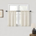 Natural Linen Curtains for Kitchen Window 30 Inches Long 2 Panels by DUKIYO