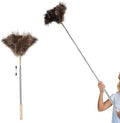 THARAHT Extendable Ostrich Feather Duster up to 27-94 inches Fluffy Feathers Long Handle Reusable for Cleaning Ceiling Fan Pendant lamp High Ceiling Blinds Furniture Feather Duster by THARAHT