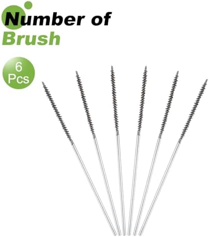 HARFINGTON 6pcs Wire Bore Brush Set 6 Inch Length 3/16 Inch Shank Stainless Steel Bristles Cleaning Brush for Clean Car Part Tube Kitchen Garage - Image 3