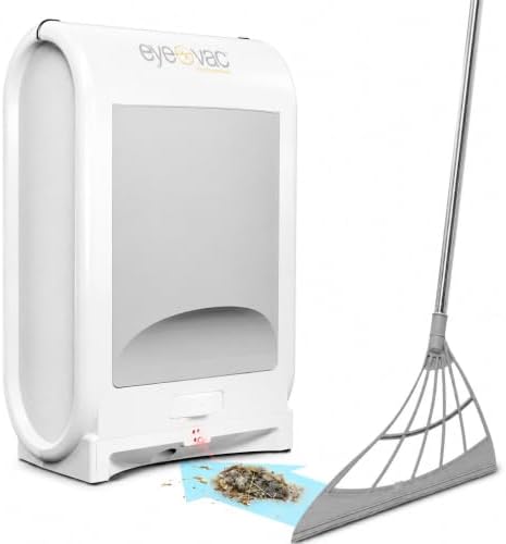 EyeVac Pro & Squeegee Broom Bundle - Touchless Vacuum Automatic Dustpan with Multisurface Broom - Great for Pet Hair, Dirt & Debris, Corded Bagless Canister Vacuum, 1400 Watt (White) by EYE-VAC