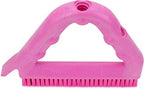 SPARTA Plastic Commercial Grout Brush, Triangle-Shaped Scrub Brush with Scraper and Two Threaded Holes for Attaching Handle (Sold Separately), 9 x 7 x 7 Inches, Pink - Image 3