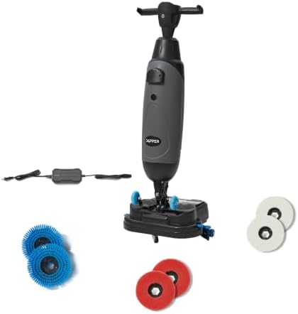 Battery Powered Portable Hand Held Walk Behind Floor Scrubber Machine 17" Cleaning Path, 17.5" Squeegee, 1.2 Gal Tank Up to 13,000 Sq. Ft./Hr. by DapperSupply