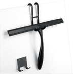 Shower Squeegee for Glass Doors,14-Inch Shower Glass Squeegee, Matte Black Shower Squeegee for Shower Doors,Mirror,Windows, with Shower Door Hook and Adhesive Hook by Steauty